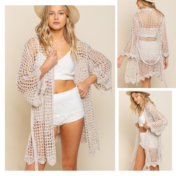 ✨FABULOUS! POL OPEN WEAVE CARDIGAN SWEATER - Picture 1 of 5